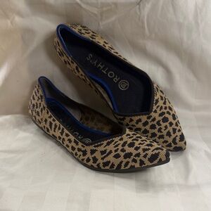 Rothy's Leopard-Print Pointed Flats in Tan and Black